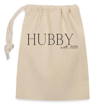 Dad est. 2025 / New Dad / Pregnant - Closable cotton gift bag (14x20cm) - nature - Front