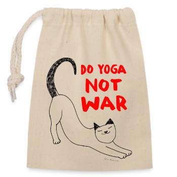 to the Yoga Cat - Closable cotton gift bag (14x20cm) - nature - Front