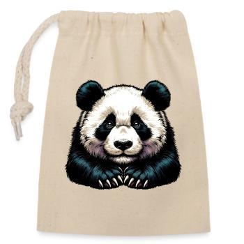 Panda - Verschließbarer Geschenkbeutel aus Baumwolle (14x20cm) - Natur - Vorne