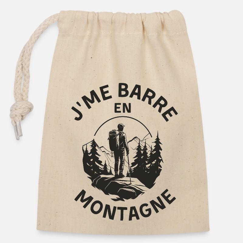 Randonnée Rando - Sac cadeau en coton avec cordon (14 x 20 cm) - nature