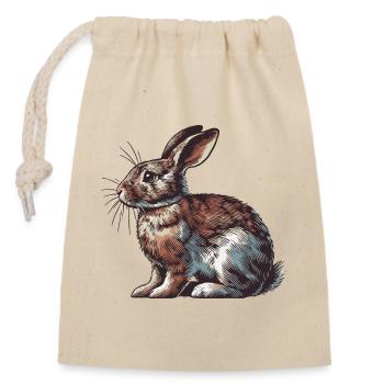 Hare - Closable cotton gift bag (14x20cm) - nature - Front