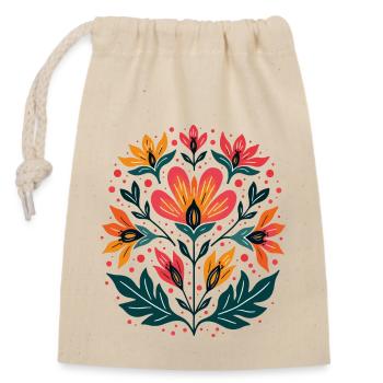 Otomi Blumenmuster Kulturelle Kunst - Verschließbarer Geschenkbeutel aus Baumwolle (14x20cm) - Natur - Vorne