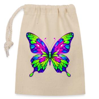 Schmetterling - Verschließbarer Geschenkbeutel aus Baumwolle (14x20cm) - Natur - Vorne