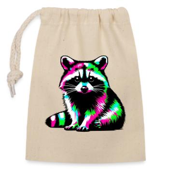 Raccoon - Closable cotton gift bag (14x20cm) - nature - Front