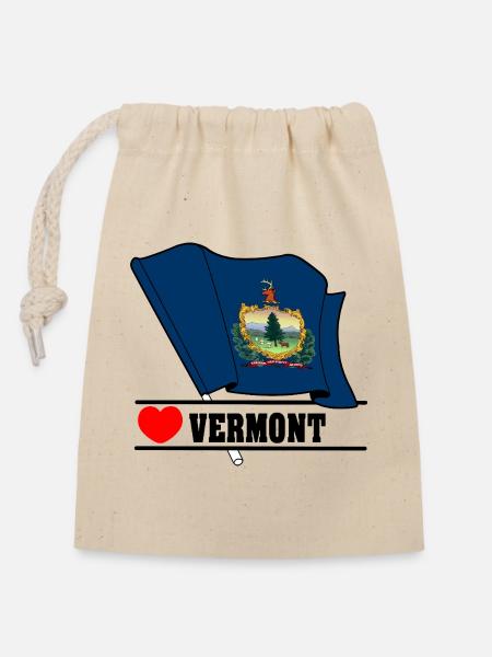 Flagge Vermont Herz VERMONT - Verschließbarer Geschenkbeutel aus Baumwolle (14x20cm) - Natur