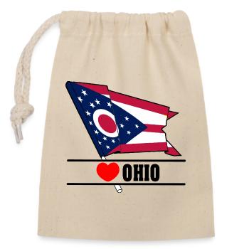 Flagge Ohio Herz OHIO - Verschließbarer Geschenkbeutel aus Baumwolle (14x20cm) - Natur - Vorne