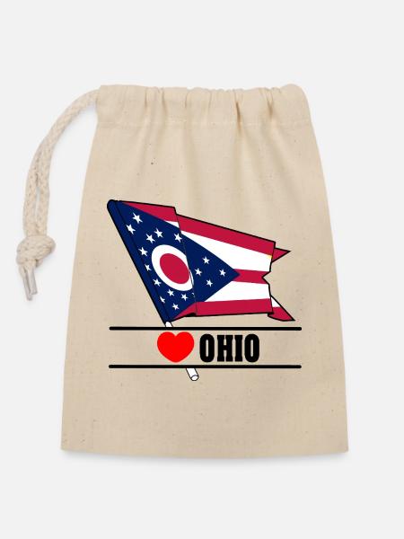 Flagge Ohio Herz OHIO - Verschließbarer Geschenkbeutel aus Baumwolle (14x20cm) - Natur