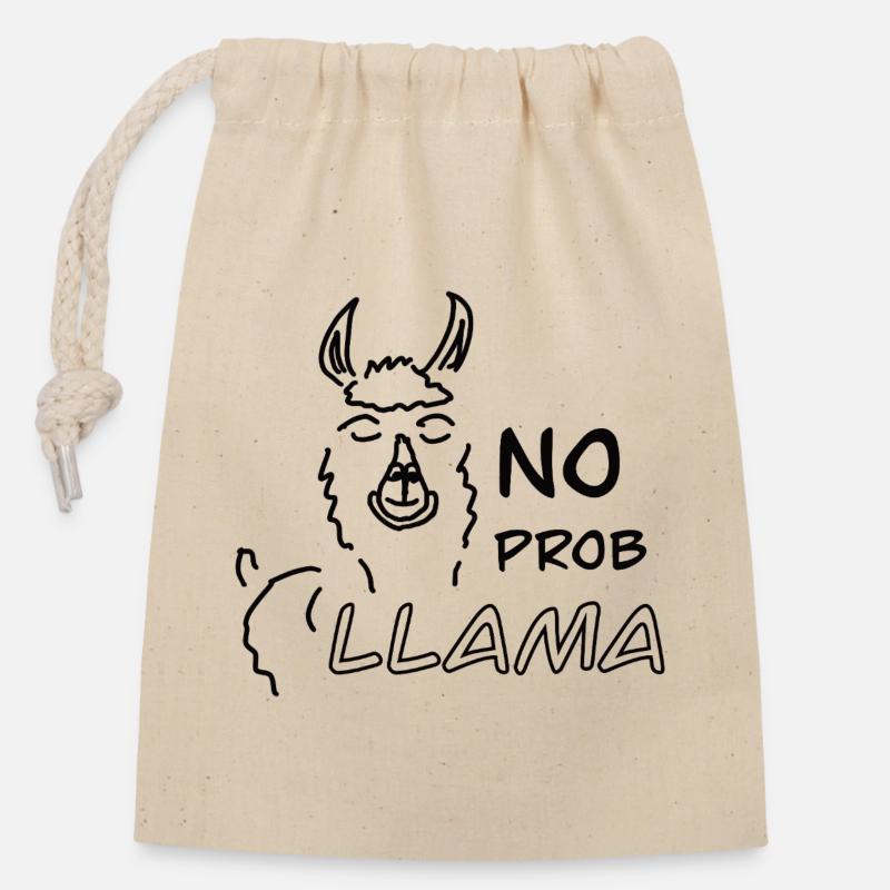 No Prob LLAMA - Sac cadeau en coton avec cordon (14 x 20 cm) - nature