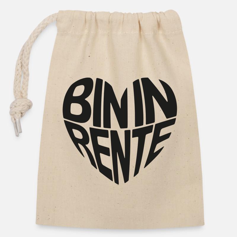 Bin in Rente - Verschließbarer Geschenkbeutel aus Baumwolle (14x20cm) - Natur