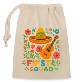 Fiesta Squad – Ambiance de fête colorée dans le style mexicain - Sac cadeau en coton avec cordon (14 x 20 cm) - nature - Devant