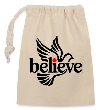 believe pigeon - Closable cotton gift bag (14x20cm) - nature - Front