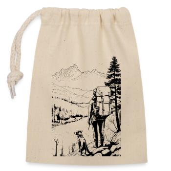 Dog Hiking - Closable cotton gift bag (14x20cm) - nature - Front