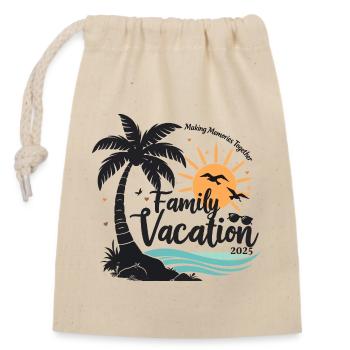 Family Vacation 2025 Beach Matching Family Summer - Sac cadeau en coton avec cordon (14 x 20 cm) - nature - Devant