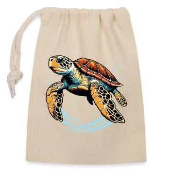 Tortue marine - Sac cadeau en coton avec cordon (14 x 20 cm) - nature - Devant