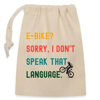 Mountain bike design – e-bike? No thank you! - Closable cotton gift bag (14x20cm) - nature - Front