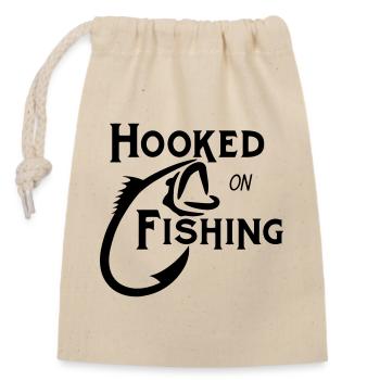Hooked on Fishing Bold Bass Art - Closable cotton gift bag (14x20cm) - nature - Front