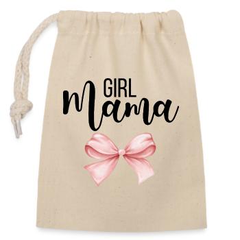 Mädchen Mama, Girl Mama - Verschließbarer Geschenkbeutel aus Baumwolle (14x20cm) - Natur - Vorne