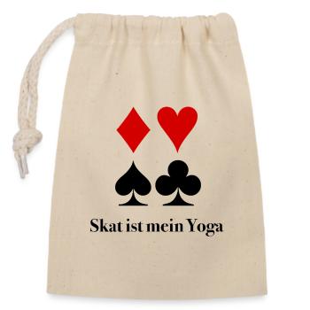 Skat ist wie Yoga – Nur mit Fluchen | Lustiges Ska - Verschließbarer Geschenkbeutel aus Baumwolle (14x20cm) - Natur - Vorne