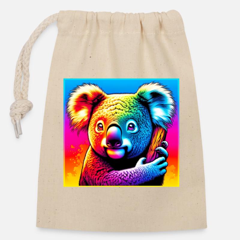 Koala - Verschließbarer Geschenkbeutel aus Baumwolle (14x20cm) - Natur