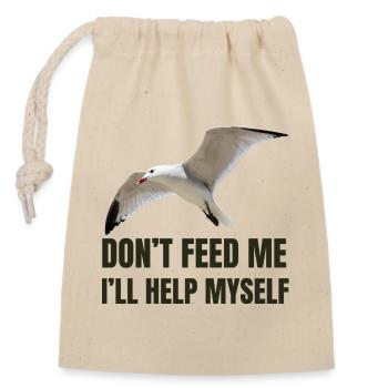 Mouette avec une déclaration audacieuse - Sac cadeau en coton avec cordon (14 x 20 cm) - nature - Devant