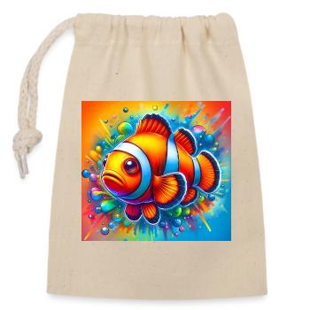 Clownfisch - Verschließbarer Geschenkbeutel aus Baumwolle (14x20cm) - Natur - Vorne