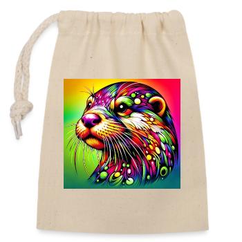 otter - Closable cotton gift bag (14x20cm) - nature - Front