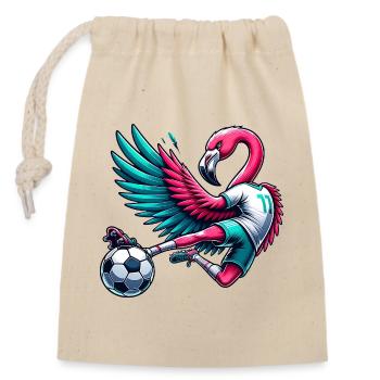 Flamingo Footballer 11 Coup de pied acrobatique - Sac cadeau en coton avec cordon (14 x 20 cm) - nature - Devant