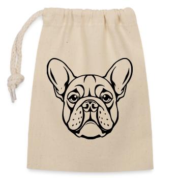 Bulldogge schwarz Hunde T-shirt Geschenk - Verschließbarer Geschenkbeutel aus Baumwolle (14x20cm) - Natur - Vorne