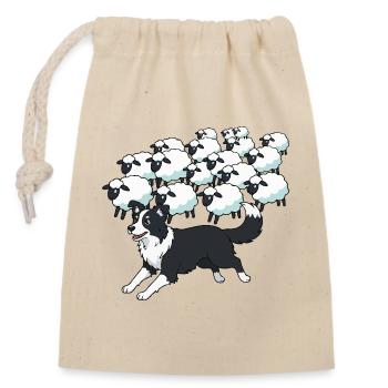 Border Collie et Clouds Sheep - Sac cadeau en coton avec cordon (14 x 20 cm) - nature - Devant