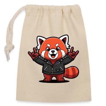Red Panda in Leather Jacket - Closable cotton gift bag (14x20cm) - nature - Front
