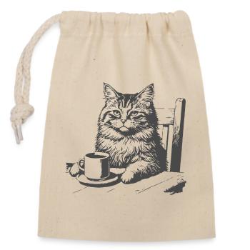 Katzenkaffee Moment - Verschließbarer Geschenkbeutel aus Baumwolle (14x20cm) - Natur - Vorne