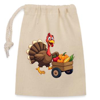 Thanksgiving Lustiger Thanksgiving Truthahn - Verschließbarer Geschenkbeutel aus Baumwolle (14x20cm) - Natur - Vorne