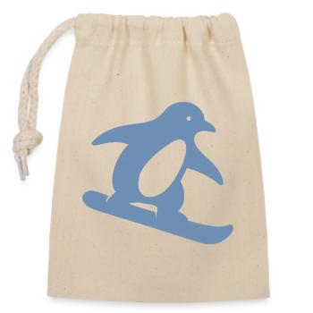 Minimalistischer Pinguin Snowboard Winterurlaub - Verschließbarer Geschenkbeutel aus Baumwolle (14x20cm) - Natur - Vorne