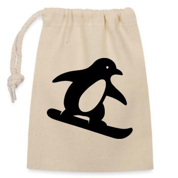 Minimalistischer Pinguin Snowboard Winterurlaub - Verschließbarer Geschenkbeutel aus Baumwolle (14x20cm) - Natur - Vorne