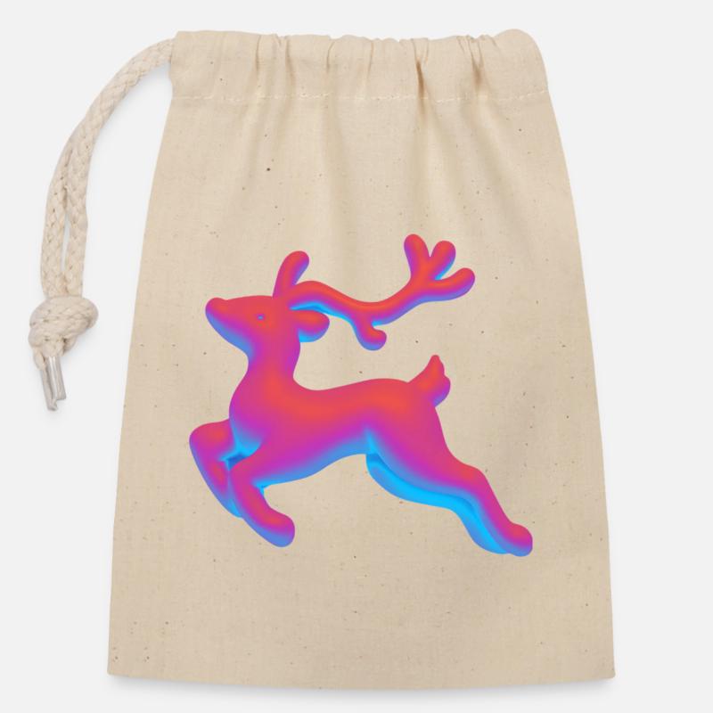 Faon néon chromatique - Sac cadeau en coton avec cordon (14 x 20 cm) - nature