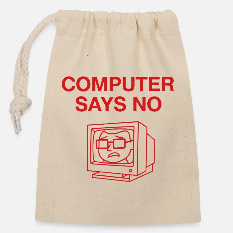 Retro Computer Says No Design - Closable cotton gift bag (14x20cm) - nature