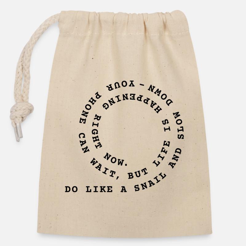 Fais comme un escargot - Sac cadeau en coton avec cordon (14 x 20 cm) - nature