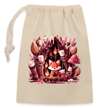 Fox in the mushroom forest fire - Closable cotton gift bag (14x20cm) - nature - Front