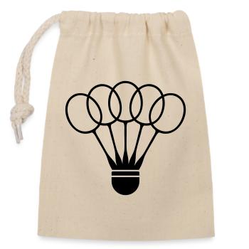 Badminton Shuttlecock with Racket Fan - Closable cotton gift bag (14x20cm) - nature - Front
