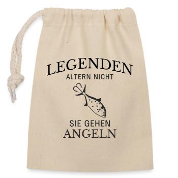 Legenden gehen Angeln Spruch - Verschließbarer Geschenkbeutel aus Baumwolle (14x20cm) - Natur - Vorne
