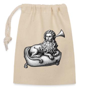 DEAF LION MAN - black & white - Sac cadeau en coton avec cordon (14 x 20 cm) - nature - Devant