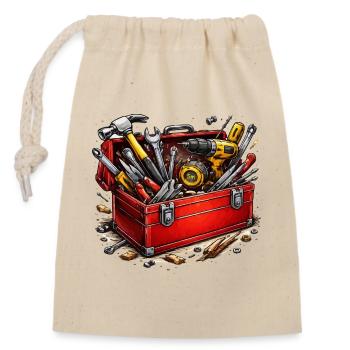 Toolbox of do-it-yourselfers - Closable cotton gift bag (14x20cm) - nature - Front
