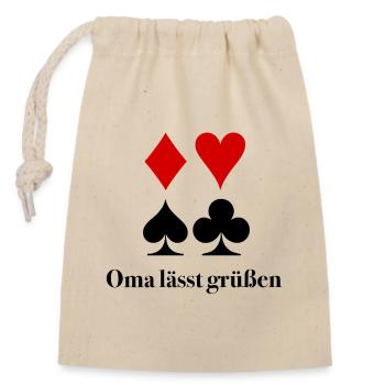 Greetings from Grandma – Skat Insider Saying - Closable cotton gift bag (14x20cm) - nature - Front