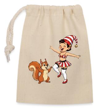 Leprechaun girl with squirrel - Closable cotton gift bag (14x20cm) - nature - Front