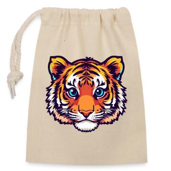 Illustration colorée de tête de tigre - Sac cadeau en coton avec cordon (14 x 20 cm) - nature - Devant
