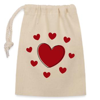 rotes Herz rot Geschenk Valentinstag - Verschließbarer Geschenkbeutel aus Baumwolle (14x20cm) - Natur - Vorne