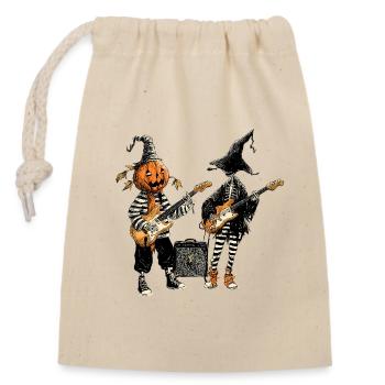 Illustration du groupe de rock Pumpkin & Skeleton - Sac cadeau en coton avec cordon (14 x 20 cm) - nature - Devant