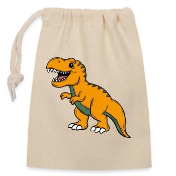 Dino  - Verschließbarer Geschenkbeutel aus Baumwolle (14x20cm) - Natur - Vorne