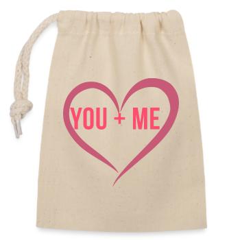 Modèle de t-shirt romantique du couple Toi + Moi Heart - Sac cadeau en coton avec cordon (14 x 20 cm) - nature - Devant