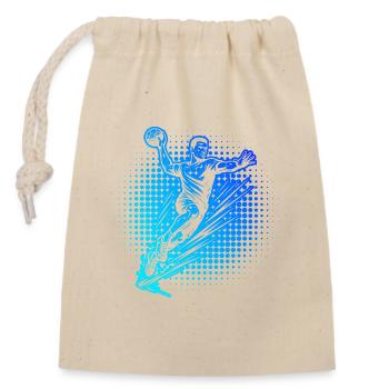 Funny handball motif for men - Closable cotton gift bag (14x20cm) - nature - Front